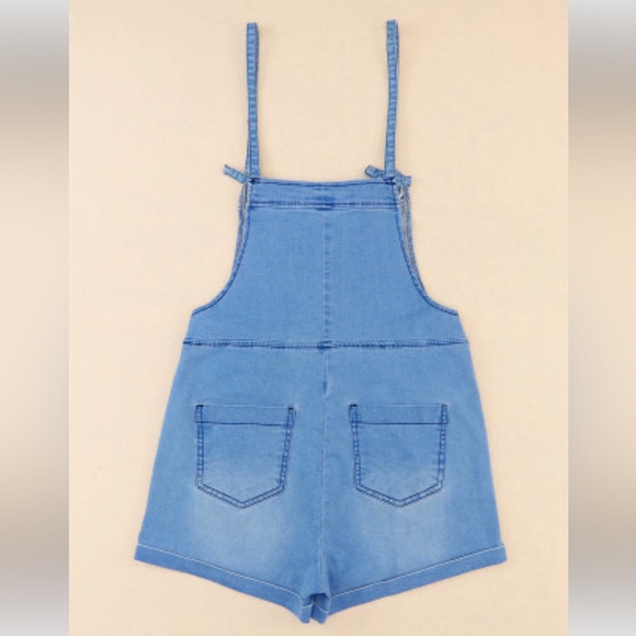 Boutique Brand Medium Wash Grommet Tie Straps Casual Denim Romper Overalls 💗 - Picture 8 of 9
